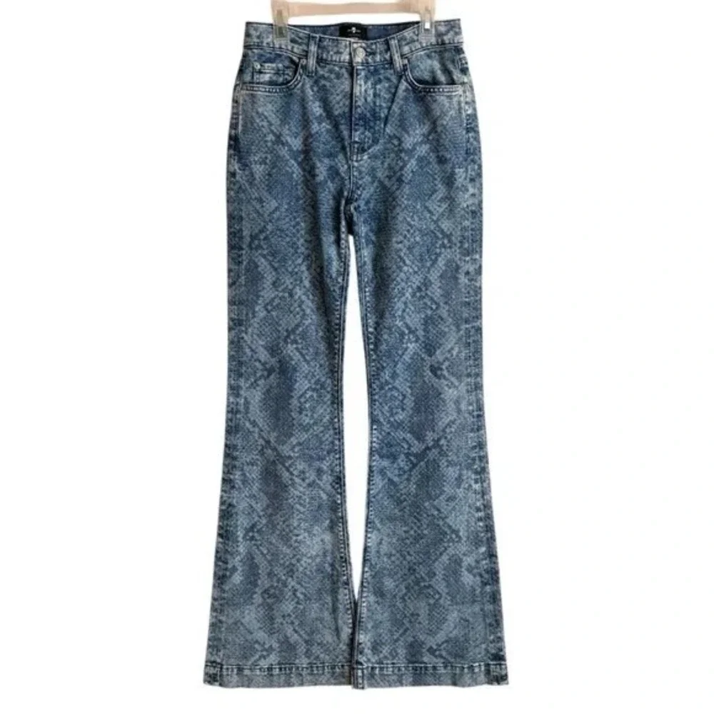 7 For All Mankind Ginger Reed Laser Snake Indigo Wide Leg Jeans 26 AU6400362L